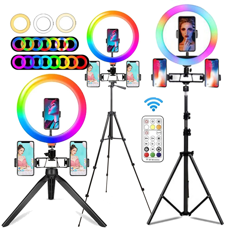 Photography Lighting Circle - 10-calowa lampa pierścieniowa RGB z pilotem,