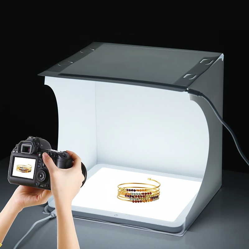 Photography Lighting Setup - 20cm Przenośny Fotostudio Składany z Oświetleniem