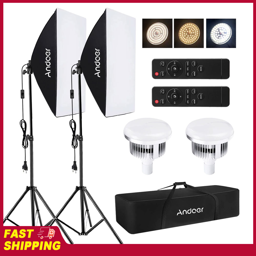 Photography Lighting Setup - Zestaw oświetlenia Andoer Softbox do fotografii